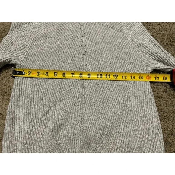 MOTH ANTHROPOLOGIE Tie Front Turtleneck Cashmere Cotton Blend Gray Sweater Small - Picture 7 of 8